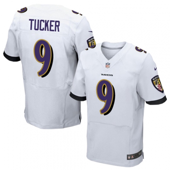 Men's Nike Baltimore Ravens #9 Justin Tucker Elite White NFL Jersey - Ujersey