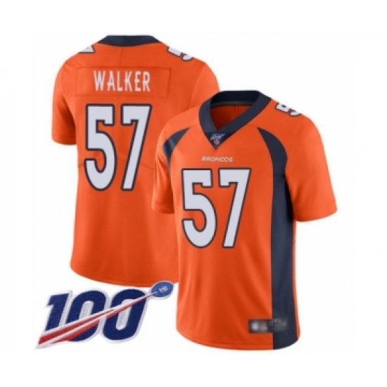 Men's Denver Broncos #57 Demarcus Walker Orange Team Color Vapor Untouchable Limited Player 100th Season Football Jersey - Ujersey