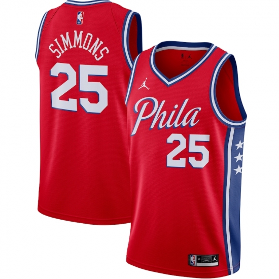 Men's Philadelphia 76ers #25 Ben Simmons Jordan Brand Red 2020-21 Swingman Jersey - Ujersey