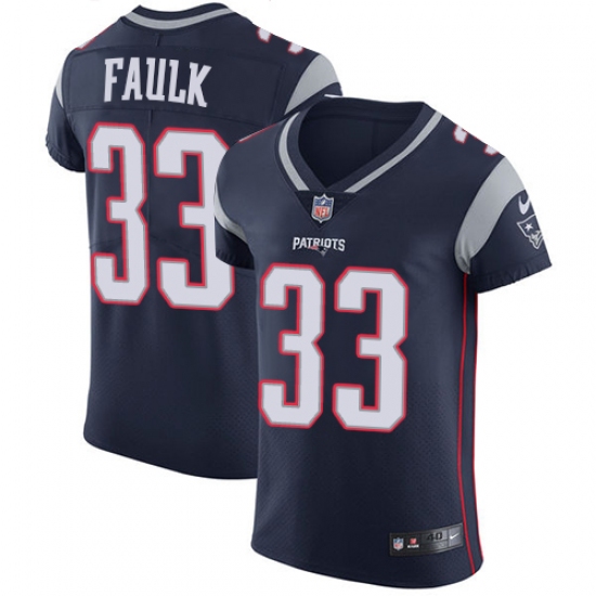 Men's Nike New England Patriots #33 Kevin Faulk Navy Blue Team Color Vapor Untouchable Elite Player NFL Jersey - Ujersey