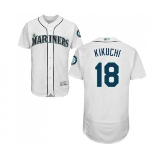 Men's Seattle Mariners #18 Yusei Kikuchi White Home Flex Base Authentic Collection Baseball Jersey - Ujersey