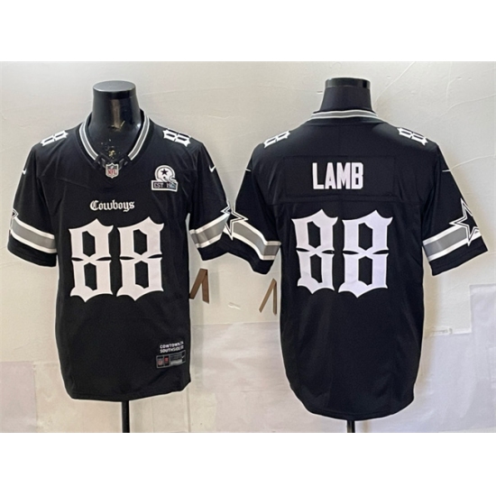 Men's Dallas Cowboys #88 CeeDee Lamb Black 2025 F.U.S.E. 'Gothic Lone Star Edition' With Established In 1960 Vapor Limited Stitched Football Jersey - Ujersey