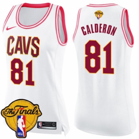 Women's Nike Cleveland Cavaliers #81 Jose Calderon Swingman White/Pink Fashion 2018 NBA Finals Bound NBA Jersey - Ujersey
