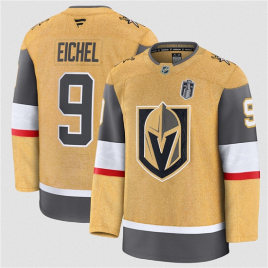 Men's Vegas Golden Knights #9 Jack Eichel Gold 2026 Stanley Cup Final Home Stitched Hockey Jersey - Ujersey