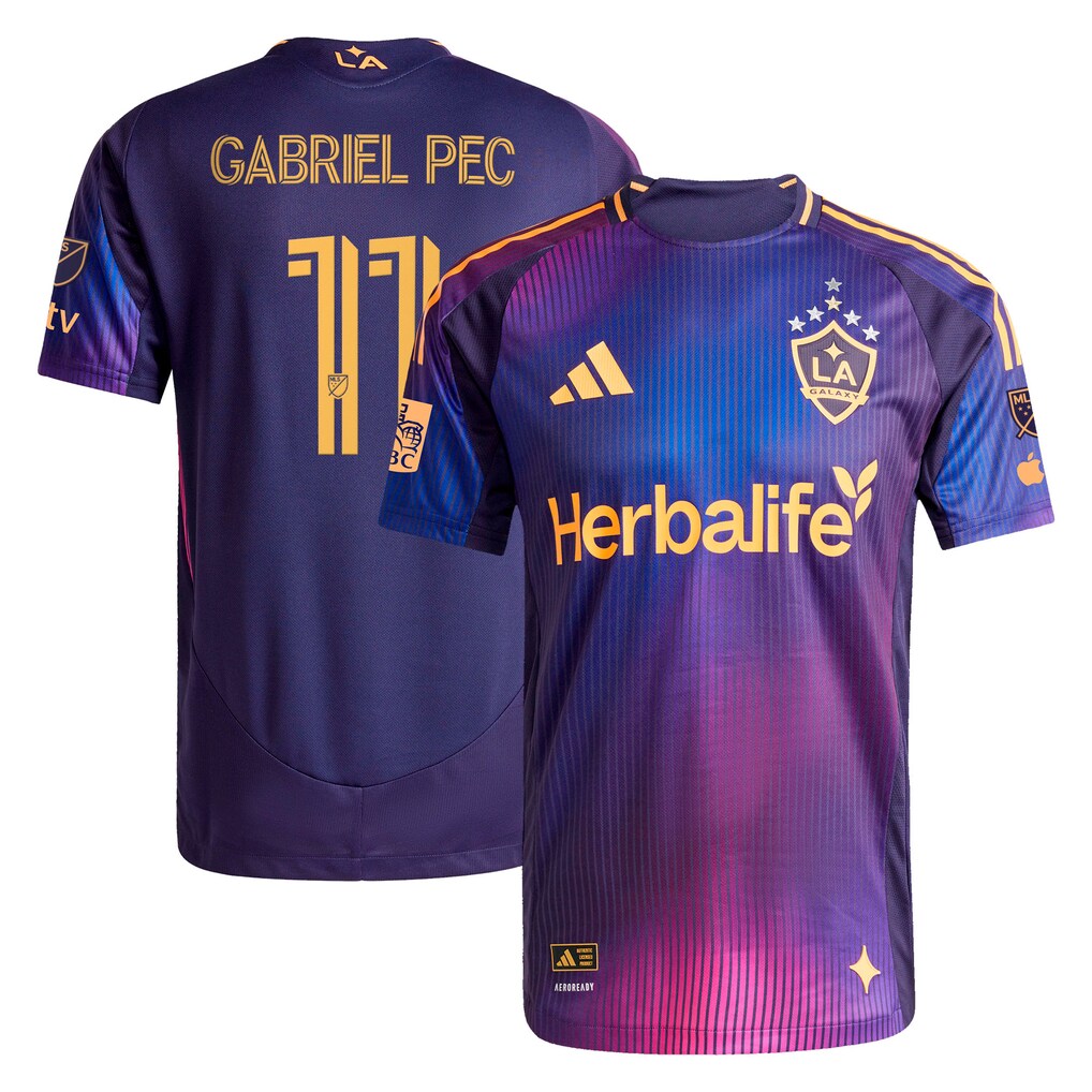 Men's LA Galaxy Gabriel Pec adidas Navy 2025 RIZON On-Field Authentic Jersey - Ujersey
