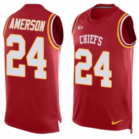Men's Nike Kansas City Chiefs #24 David Amerson Limited Red Player Name & Number Tank Top NFL Jersey - Ujersey