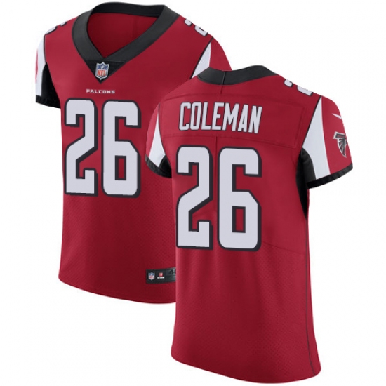 Men's Nike Atlanta Falcons #26 Tevin Coleman Red Team Color Vapor Untouchable Elite Player NFL Jersey - Ujersey