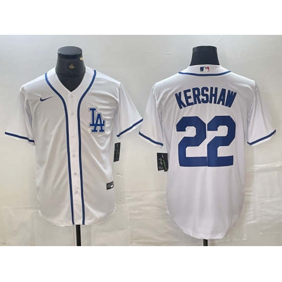 Men's Los Angeles Dodgers #22 Clayton Kershaw White Cool Base Stitched Baseball Jersey - Ujersey