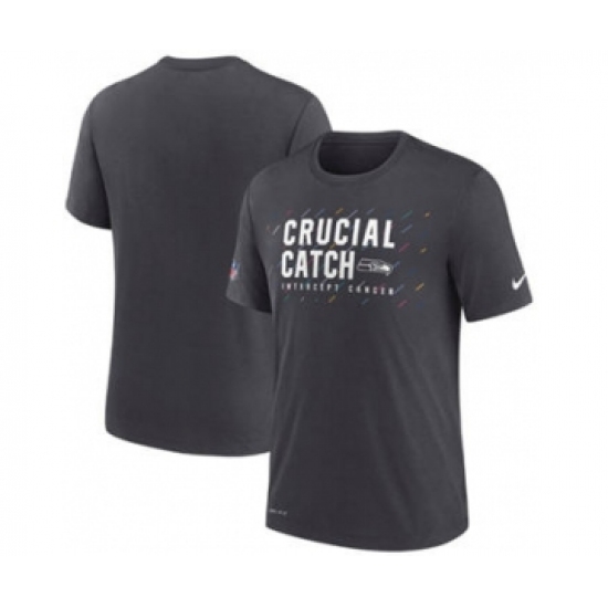 Men's Seattle Seahawks Charcoal 2021 Crucial Catch Performance T-Shirt - Ujersey
