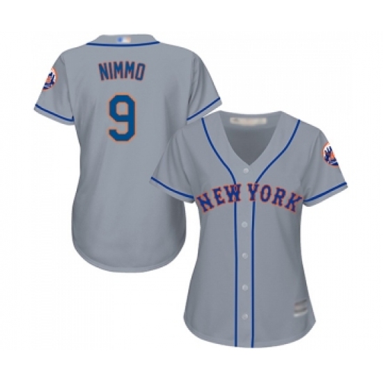 Women's New York Mets #9 Brandon Nimmo Authentic Grey Road Cool Base Baseball Jersey