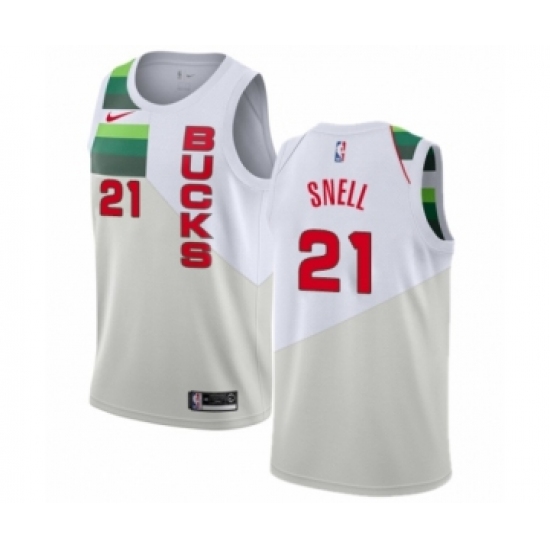 Women's Nike Milwaukee Bucks #21 Tony Snell White Swingman Jersey - Earned Edition - Ujersey