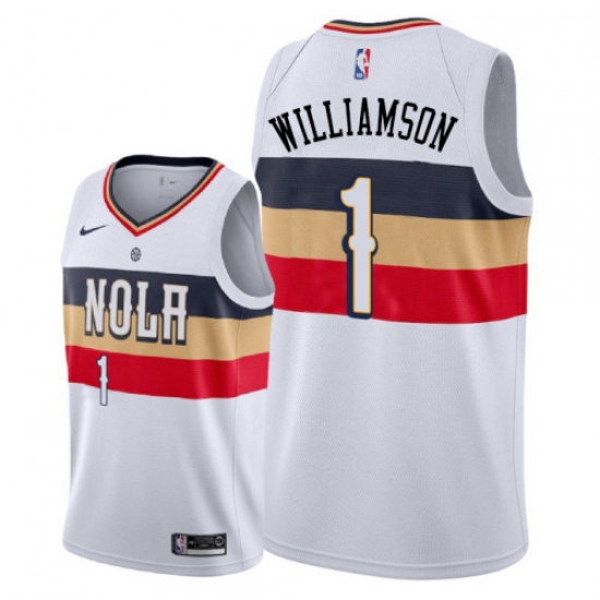 Men's Nike New Orleans Pelicans #1 Zion Williamson White NBA Swingman Earned Edition Jersey - Ujersey