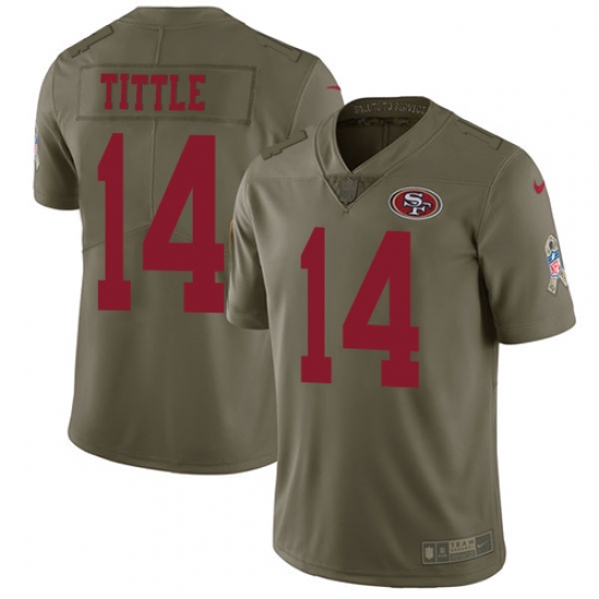 Youth Nike San Francisco 49ers #14 Y.A. Tittle Limited Olive 2017 Salute to Service NFL Jersey - Ujersey