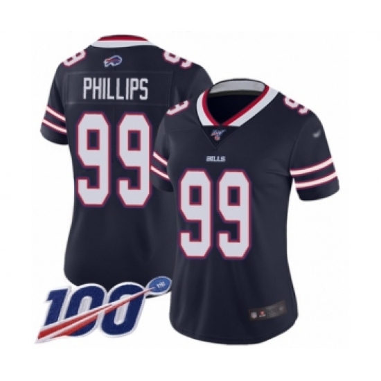 Women's Buffalo Bills #99 Harrison Phillips Limited Navy Blue Inverted Legend 100th Season Football Jersey - Ujersey