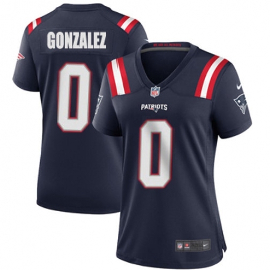 Women New England Patriots #0 Christian Gonzalez Blue Stitched Vapor Limited Jersey - Ujersey