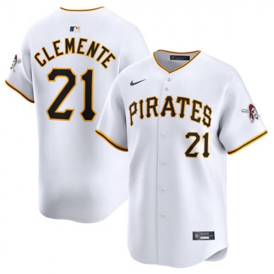 Men's Pittsburgh Pirates #21 Roberto Clemente White Home Limited Baseball Stitched Jersey - Ujersey