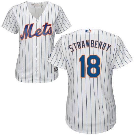 Women's Majestic New York Mets #18 Darryl Strawberry Authentic White Home Cool Base MLB Jersey - Ujersey