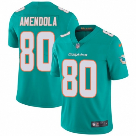 Men's Nike Miami Dolphins #80 Danny Amendola Aqua Green Team Color Vapor Untouchable Limited Player NFL Jersey - Ujersey
