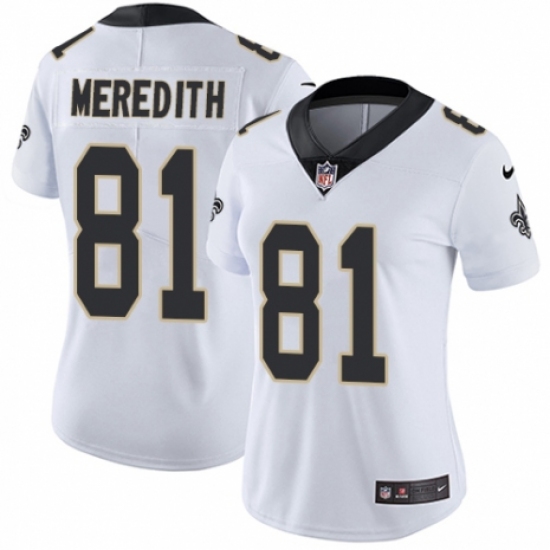 Women's Nike New Orleans Saints #81 Cameron Meredith White Vapor Untouchable Limited Player NFL Jersey - Ujersey