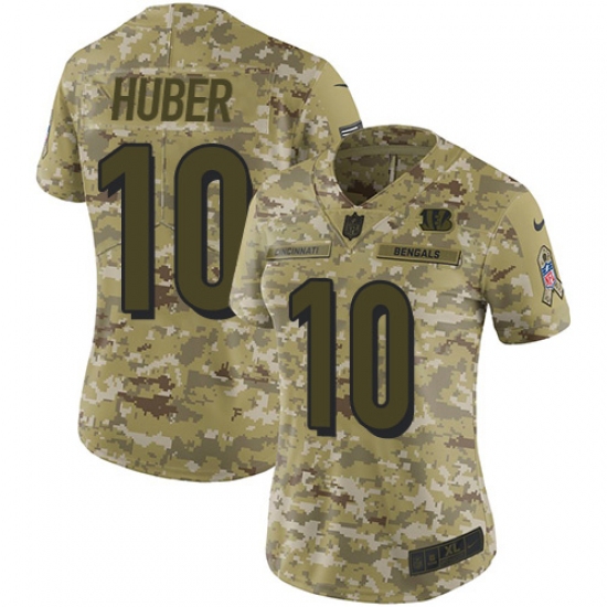 Women's Nike Cincinnati Bengals #10 Kevin Huber Limited Camo 2018 Salute to Service NFL Jersey