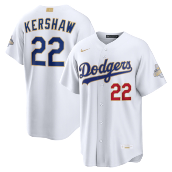Men's Los Angeles Dodgers #22 Clayton Kershaw Nike White 2026 Gold Collection Stadium Jersey - Ujersey