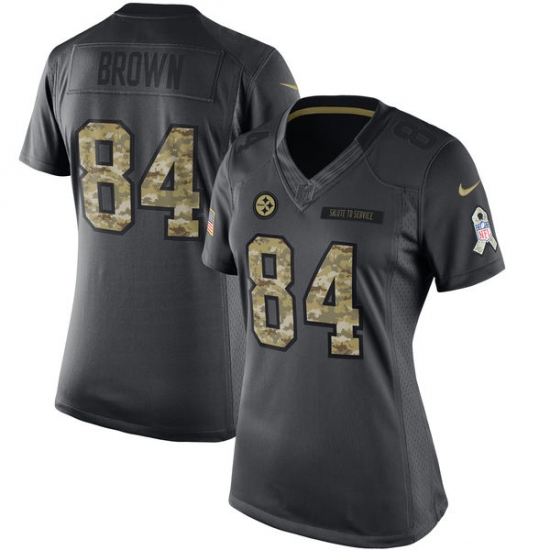 Women's Nike Pittsburgh Steelers #84 Antonio Brown Limited Black 2016 Salute to Service NFL Jersey - Ujersey