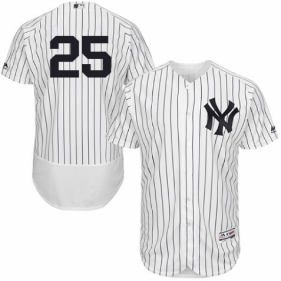 Men's Majestic New York Yankees #25 Gleyber Torres White Home Flex Base Authentic Collection MLB Jersey - Ujersey