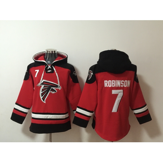 Men's Atlanta Falcons #7 Bijan Robinson Red Ageless Must-Have Lace-Up Pullover Hoodie - Ujersey