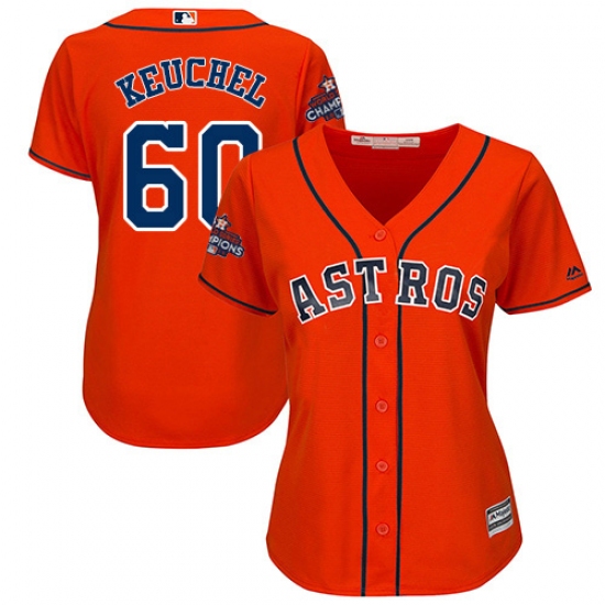 Women's Majestic Houston Astros #60 Dallas Keuchel Authentic Orange Alternate 2017 World Series Champions Cool Base MLB Jersey - Ujersey