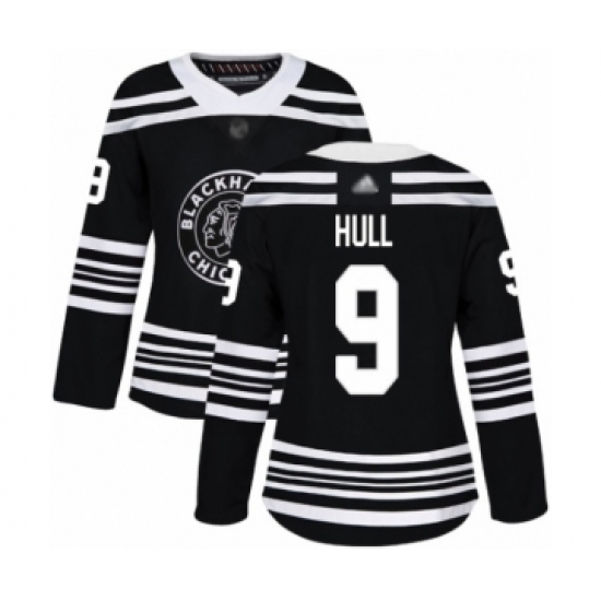 Women's Chicago Blackhawks #9 Bobby Hull Authentic Black Alternate Hockey Jersey - Ujersey