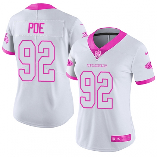 Women's Nike Atlanta Falcons #92 Dontari Poe Limited White/Pink Rush Fashion NFL Jersey - Ujersey