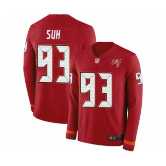 Youth Tampa Bay Buccaneers #93 Ndamukong Suh Limited Red Therma Long Sleeve Football Jersey - Ujersey
