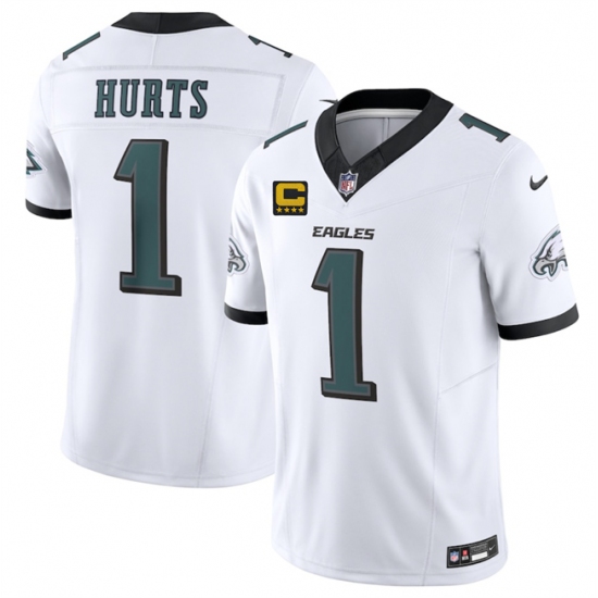 Men's Philadelphia Eagles #1 Jalen Jurts White 2025 F.U.S.E. With 4-Star C Vapor Untouchable Limited Stitched Football Jersey - Ujersey