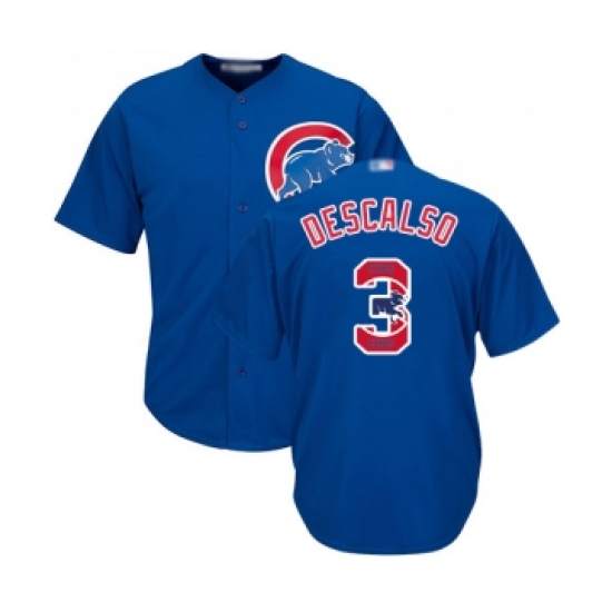 Men's Chicago Cubs #3 Daniel Descalso Authentic Royal Blue Team Logo Fashion Cool Base Baseball Jersey - Ujersey