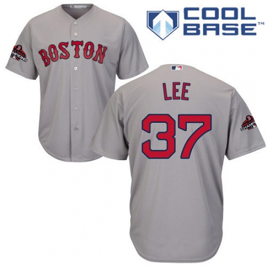 Youth Majestic Boston Red Sox #37 Bill Lee Authentic Grey Road Cool Base 2018 World Series Champions MLB Jersey - Ujersey