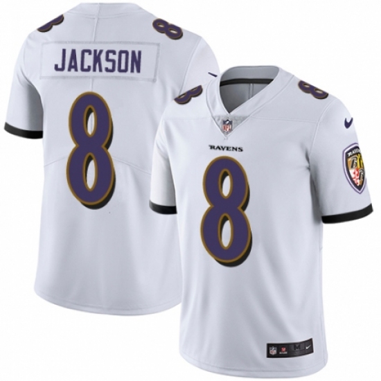 Youth Nike Baltimore Ravens #8 Lamar Jackson White Vapor Untouchable Limited Player NFL Jersey - Ujersey