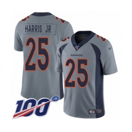 Youth Denver Broncos #25 Chris Harris Jr Limited Silver Inverted Legend 100th Season Football Jersey - Ujersey
