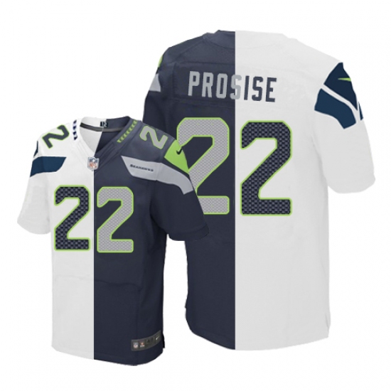 Men's Nike Seattle Seahawks #22 C. J. Prosise Elite Navy/White Split Fashion NFL Jersey - Ujersey