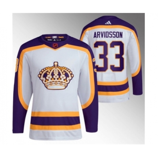 Men's Los Angeles Kings #33 Viktor Arvidsson White 2022 Reverse Retro Stitched Jersey - Ujersey