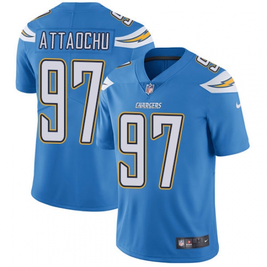 Men's Nike Los Angeles Chargers #97 Jeremiah Attaochu Electric Blue Alternate Vapor Untouchable Limited Player NFL Jersey - Ujersey