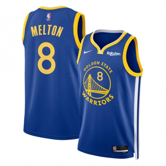 Men's Golden State Warriors #8 De’Anthony Melton Blue Icon Edition Stitched Basketball Jersey - Ujersey