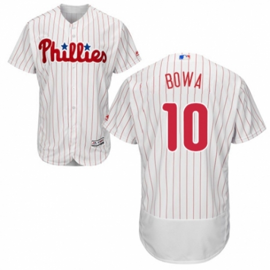 Men's Majestic Philadelphia Phillies #10 Larry Bowa White Home Flex Base Authentic Collection MLB Jersey - Ujersey
