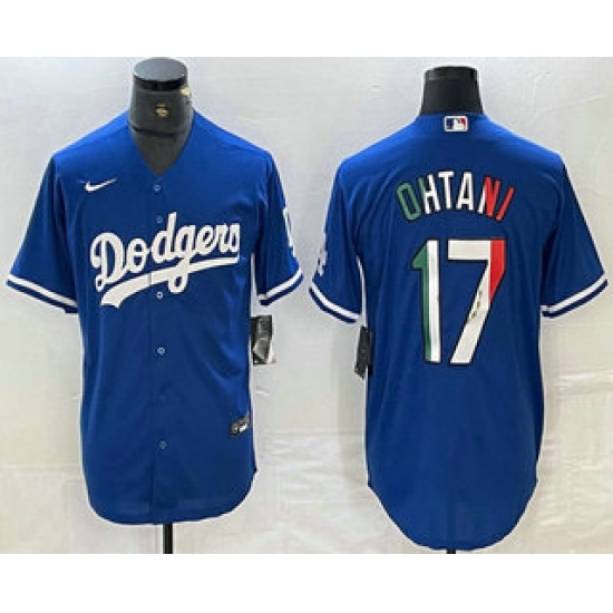 Men's Los Angeles Dodgers #17 Shohei Ohtani Mexico Blue Cool Base Stitched Jerseys - Ujersey