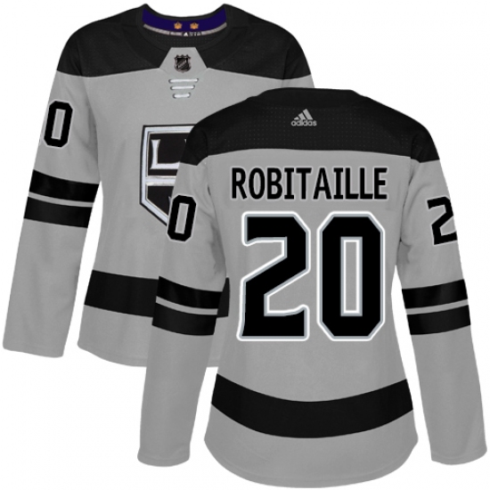 Women's Adidas Los Angeles Kings #20 Luc Robitaille Authentic Gray Alternate NHL Jersey - Ujersey