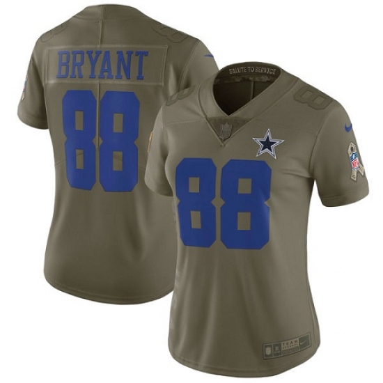 Women's Nike Dallas Cowboys #88 Dez Bryant Limited Olive 2017 Salute to Service NFL Jersey - Ujersey