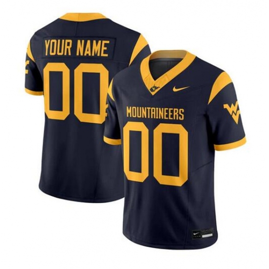 Men's West Virginia Mountaineers ACTIVE PLAYER Custom Navy 2025 F.U.S.E. Stitched Jersey - Ujersey