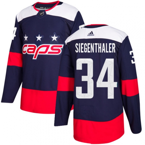 Men's Adidas Washington Capitals #34 Jonas Siegenthaler Authentic Navy Blue 2018 Stadium Series NHL Jersey - Ujersey