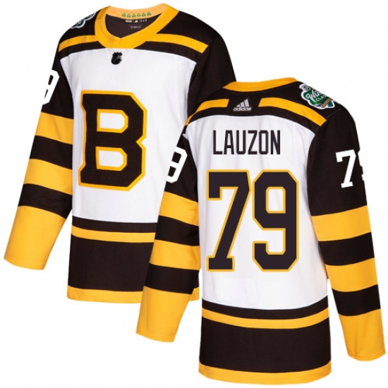 Youth Adidas Boston Bruins #79 Jeremy Lauzon Authentic White 2019 Winter Classic NHL Jersey - Ujersey