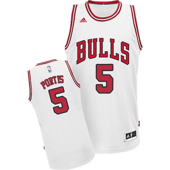 Men's Adidas Chicago Bulls #5 Bobby Portis Swingman White Home NBA Jersey - Ujersey
