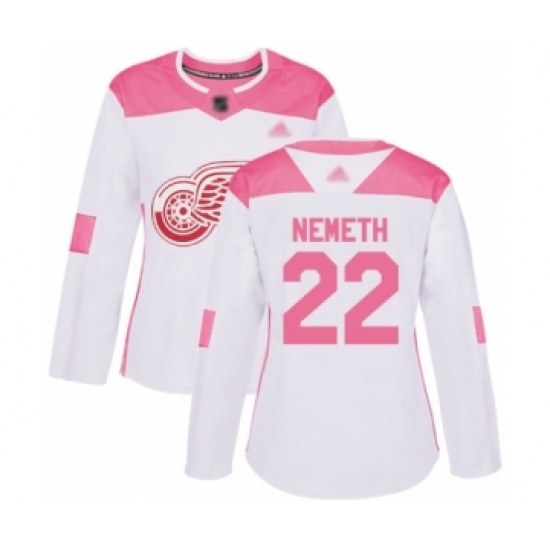 Women's Detroit Red Wings #22 Patrik Nemeth Authentic White Pink Fashion Hockey Jersey - Ujersey